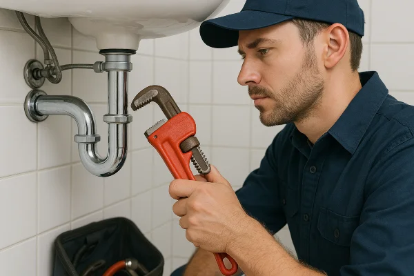 a male plumber installing a water heater in Richardson, TX - Tankless Water Heater Installation a male plumber installing a water heater in Richardson, TX - Tankless Water Heater Installation