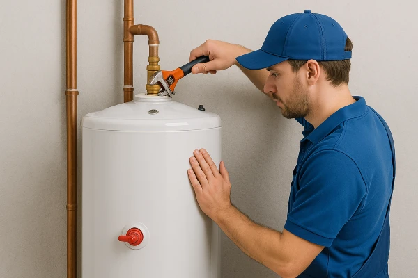 a male plumber installing a garbage disposal in Richardson, TX - Toilet Replacement